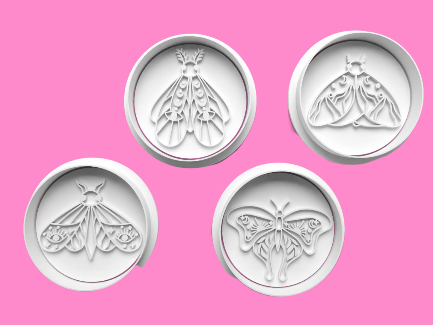 Various Moth Embosser and Cookie Cutter Set – Set of 4.