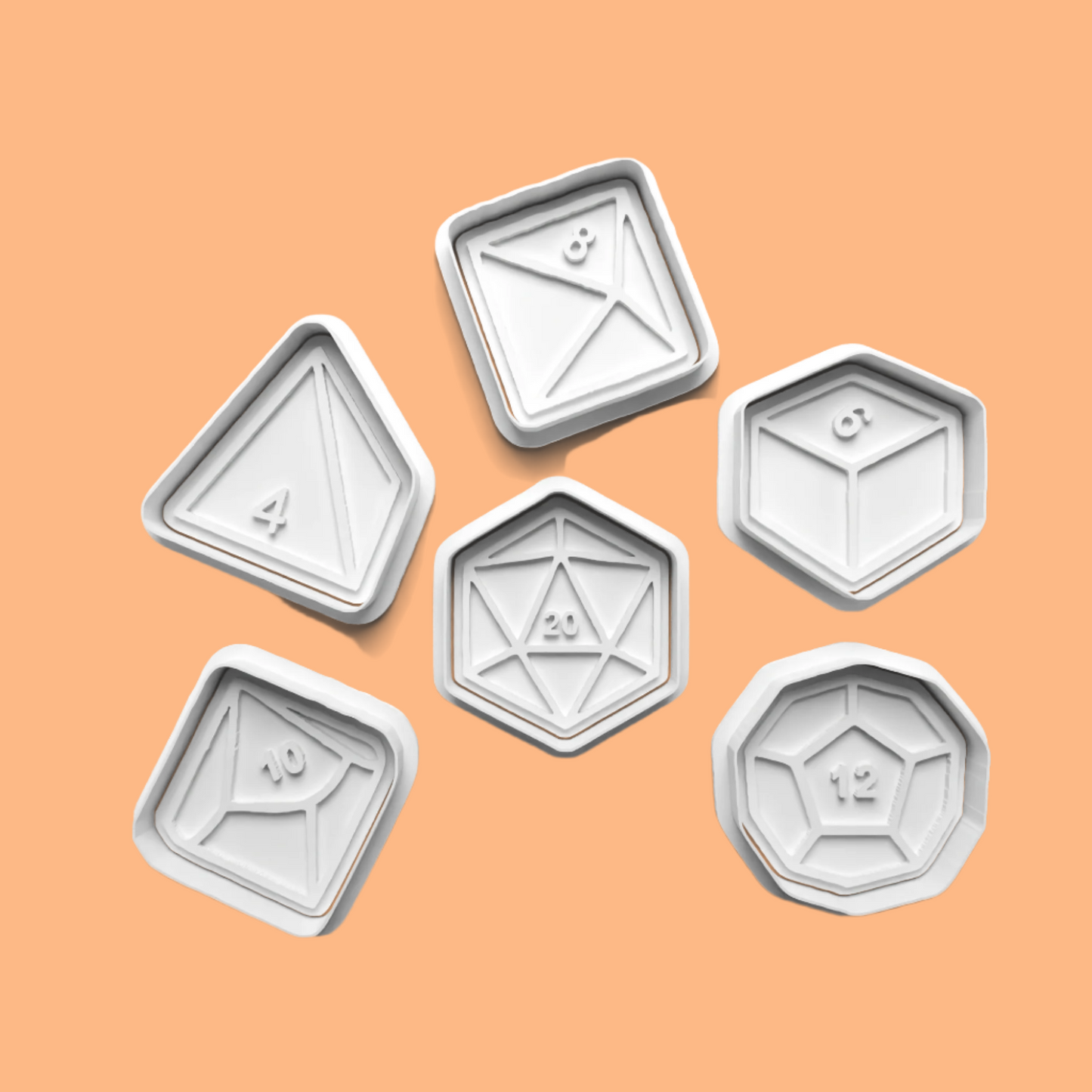 D&D Dice Embosser and Cookie Cutter Set – 6-Piece Tabletop Gaming Baking Tools.