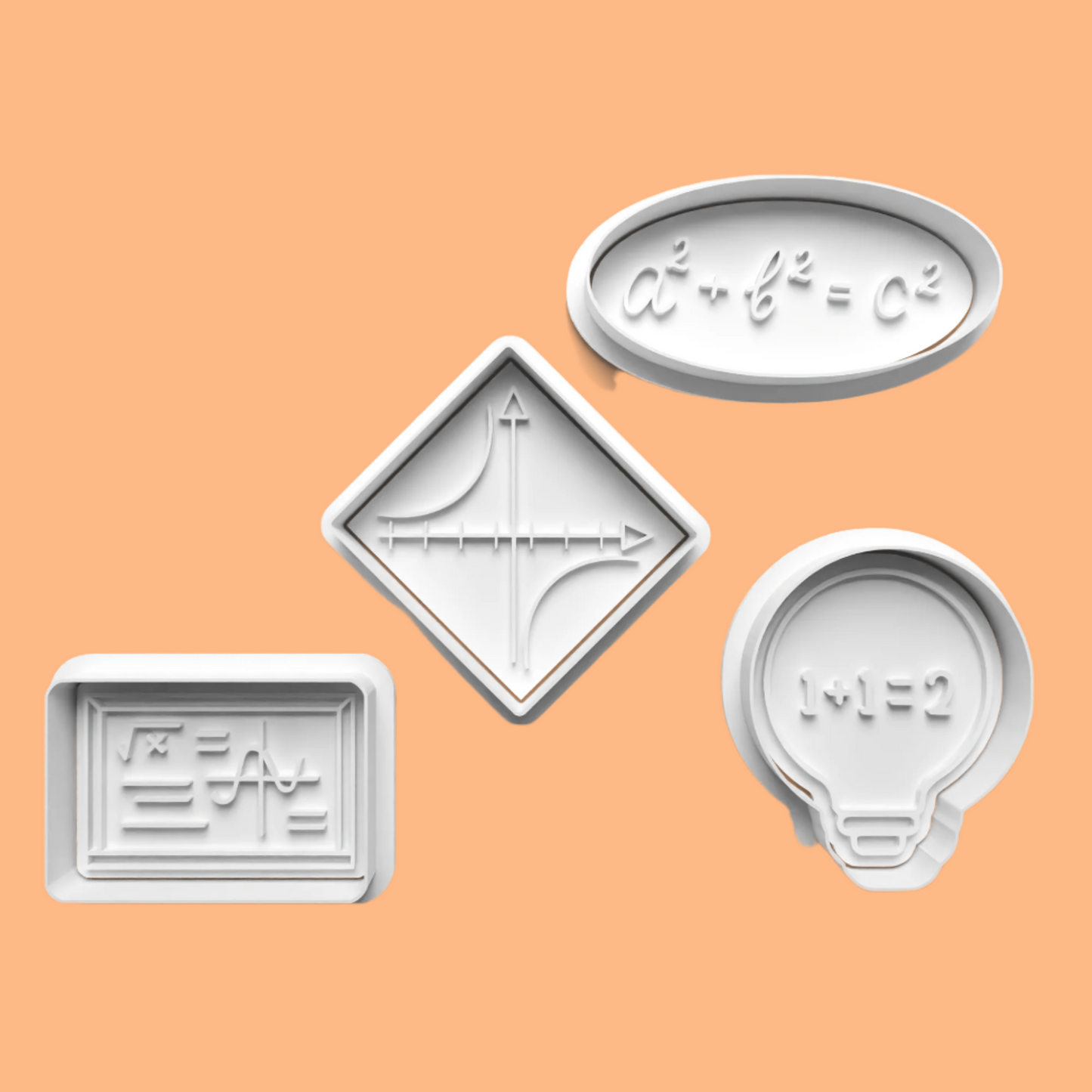 Mathmatics Science Equation Cookie Cutter and Embosser Stamp Set in 7cm or 10cm sizes..