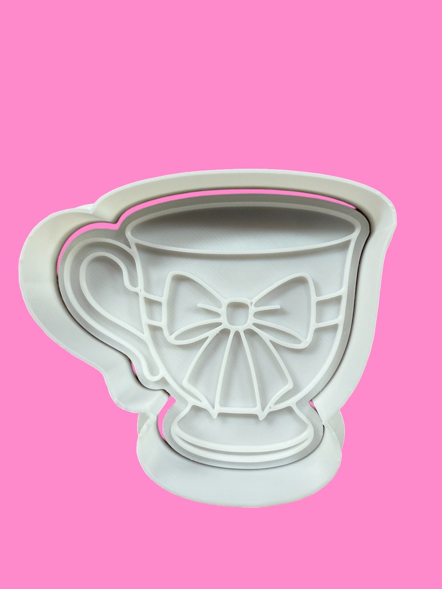 Teacup with Ribbon Cookie Cutter & Embosser – Elegant Tea Party Baking Design