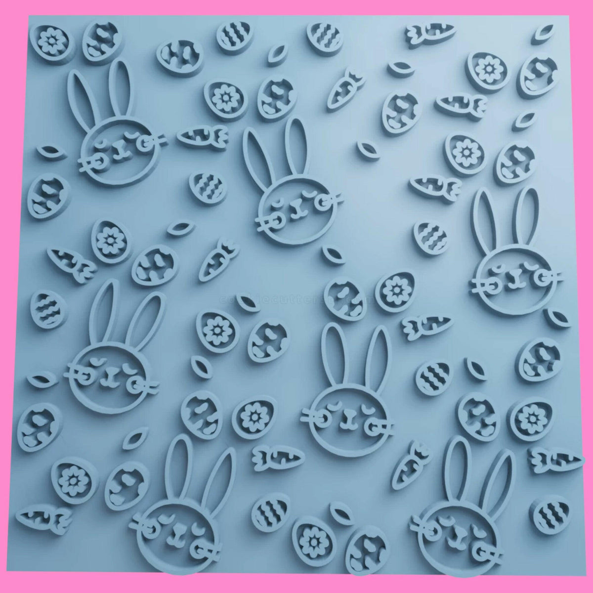 Easter Bunny Textured Sheet Embosser | 3D Printed Fondant Tool | PLA