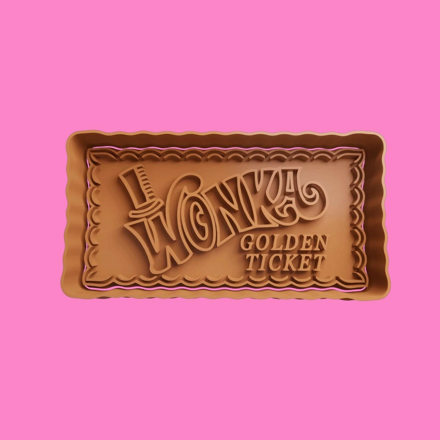 Willly Wonka Golden Ticket and Hat Cookie Cutter and Embosser Stamp Complete Set Size 8cm.
