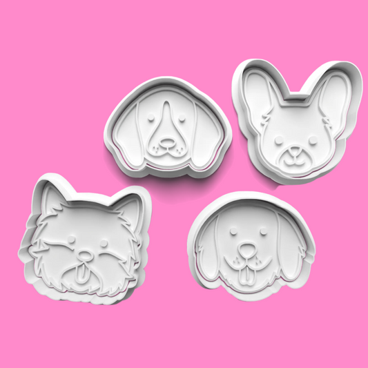 Dog Face complete Cookie Cutters and Embosser Set. Handmade gift item.