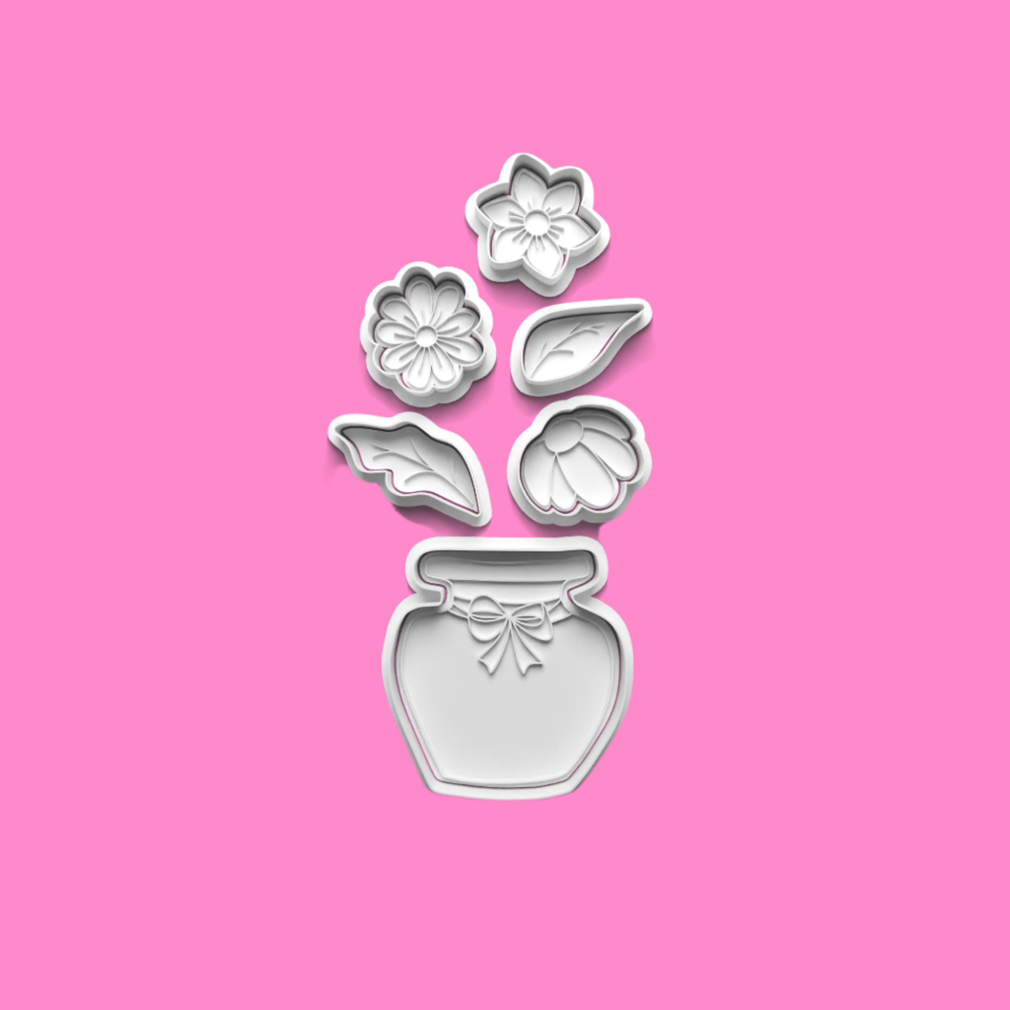 Flower Bouquet Vase Set complete Cookie Cutters and Embosser Set. Handmade gift item..