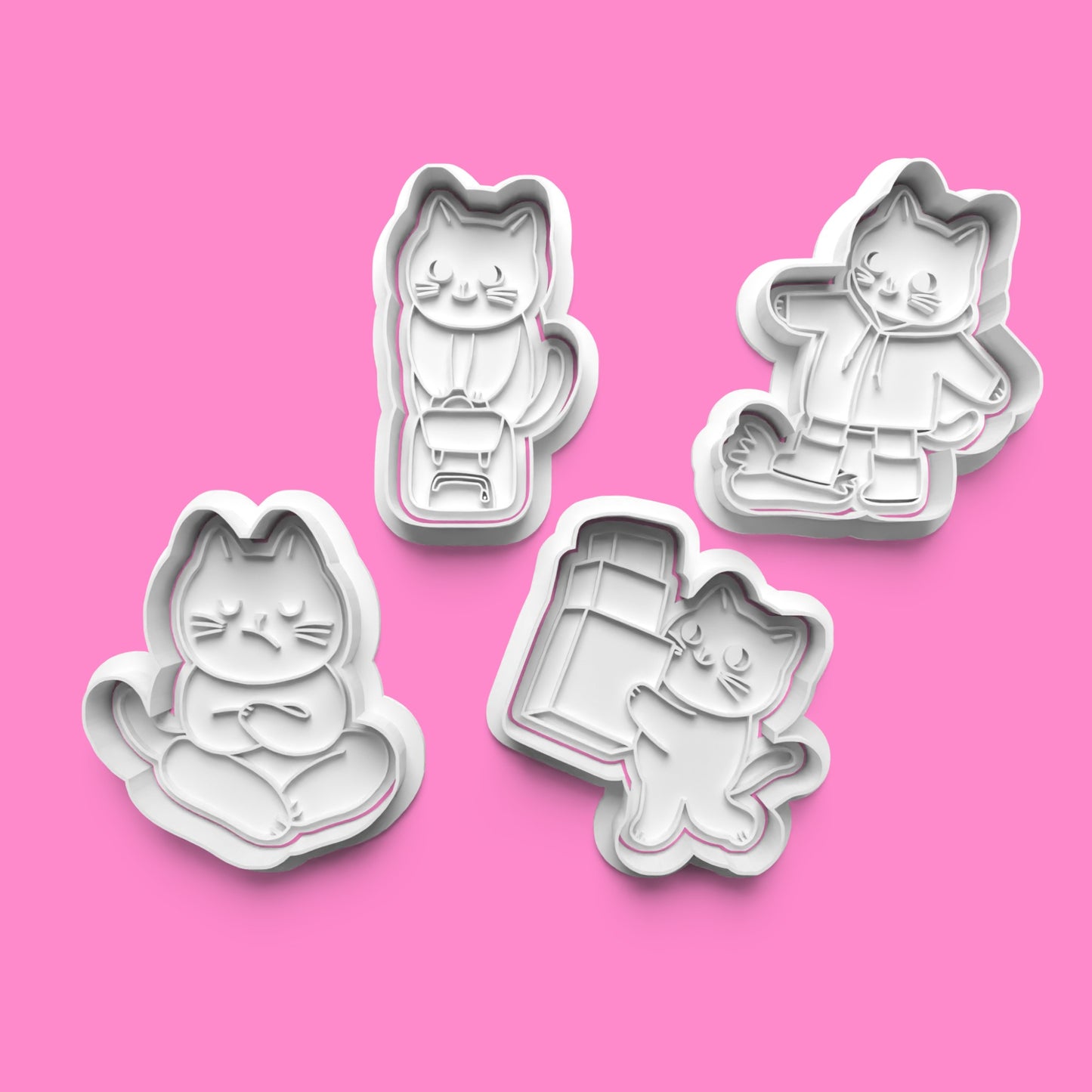 Cat Cookie Cutters & Stamps | Cute Feline Baking Set | PLA