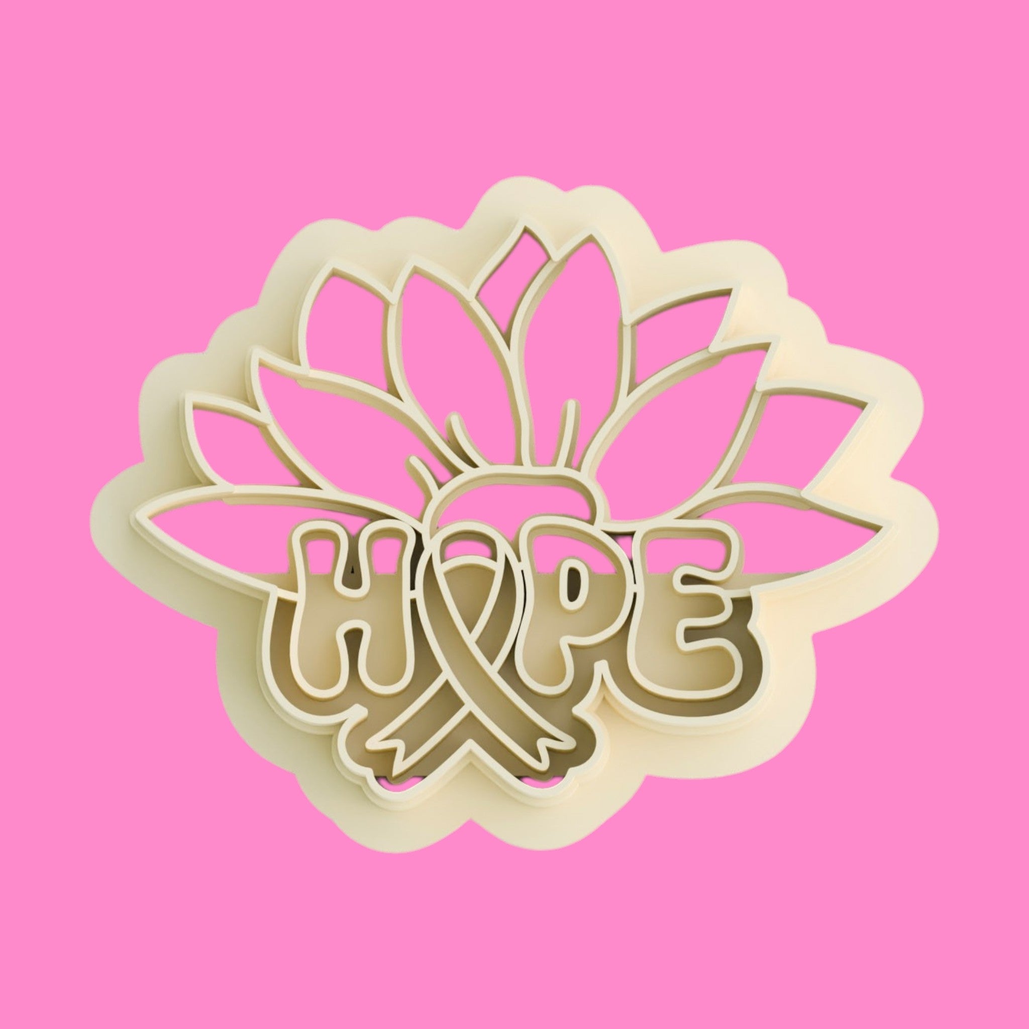 "HOPE" Sunflower Awareness Polymer Clay Cutter | Charity Ribbon & Cause Earring & Pendant Cutter | 30mm - 50mm