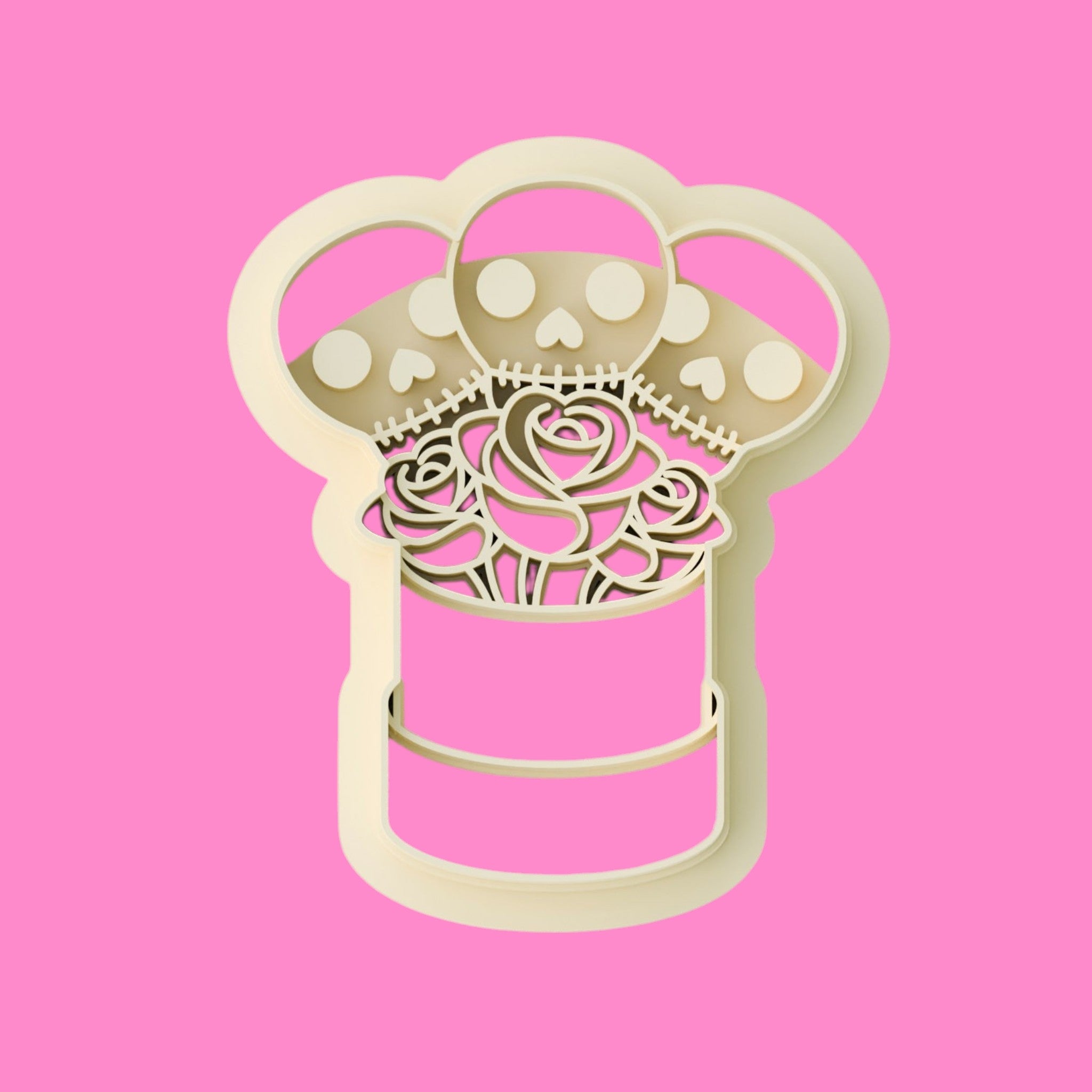Gothic Skulls & Roses Bouquet Polymer Clay Cutter | Sugar Skull Halloween Earring & Pendant Cutter | 30mm - 50mm