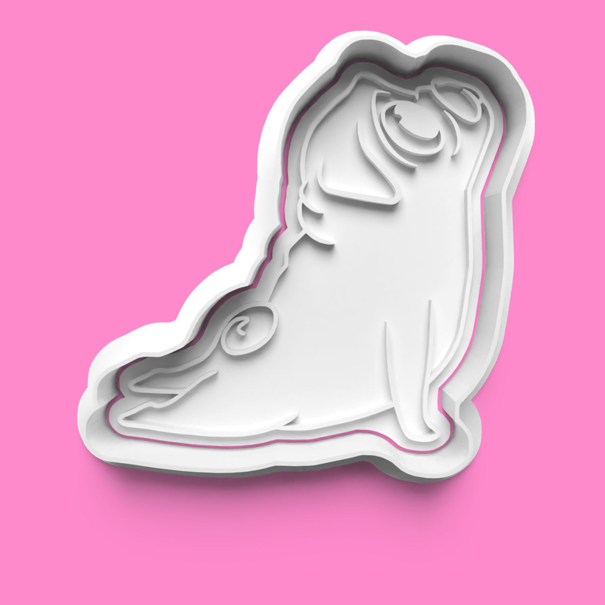 Pugs Doing Yoga Cookie Cutters & Stamps | Funny Animal Baking Set | PLA