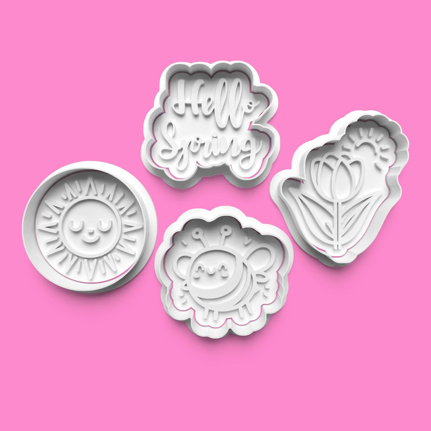 Hello Spring Cookie Cutters & Stamps | Seasonal Baking Set | PLA
