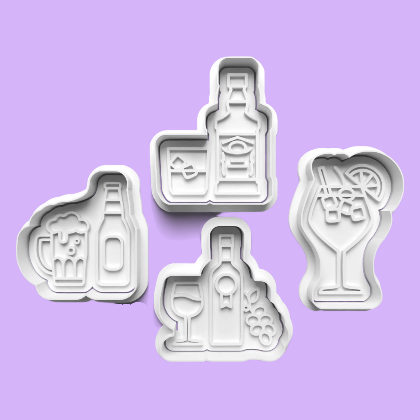 Cocktail and Beer-Themed Cookie Cutter Set – 4-Piece Beverage-Inspired Baking Tools