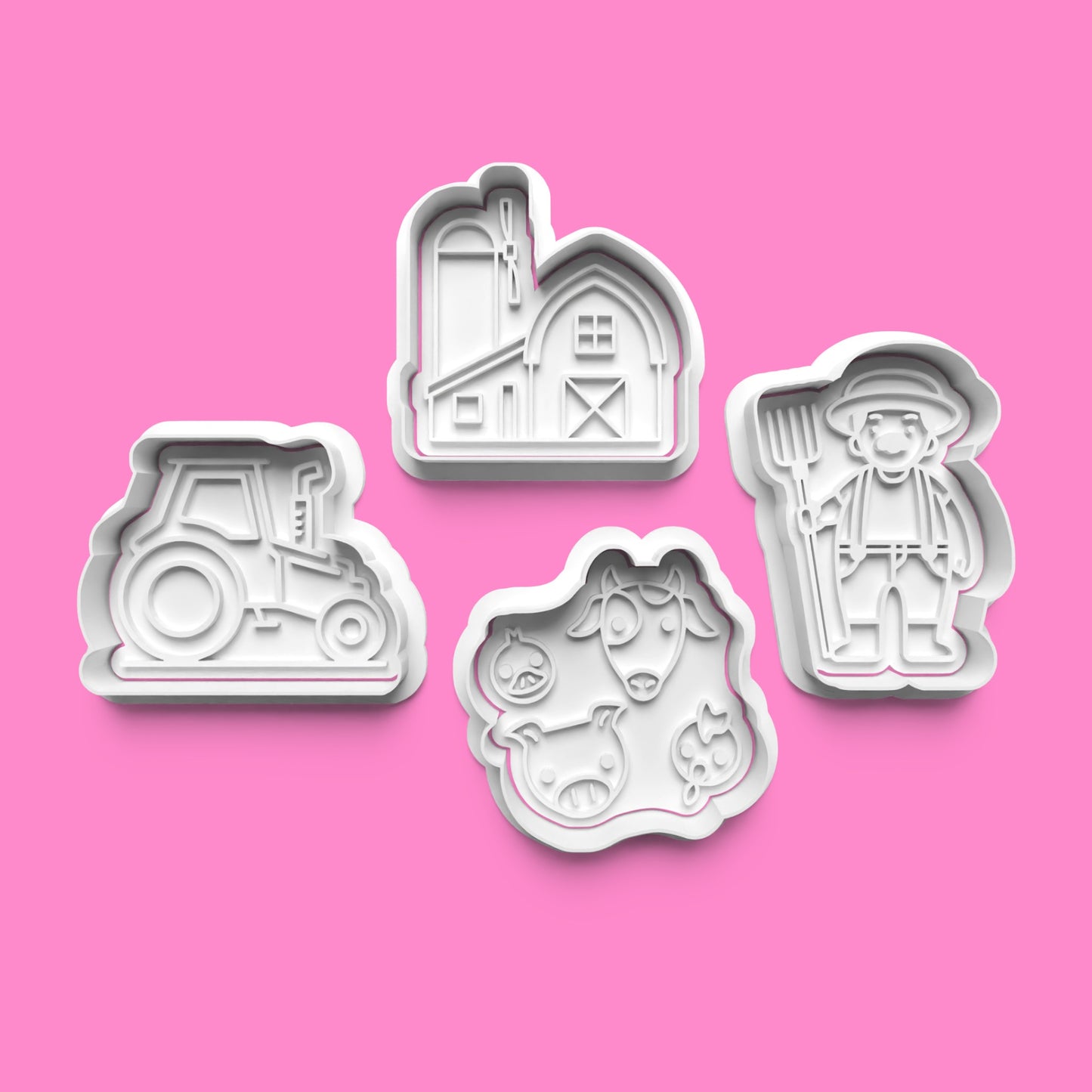 Farm-Themed Cookie Cutter Set – Tractor, Farmer, Barn, and Animal Designs