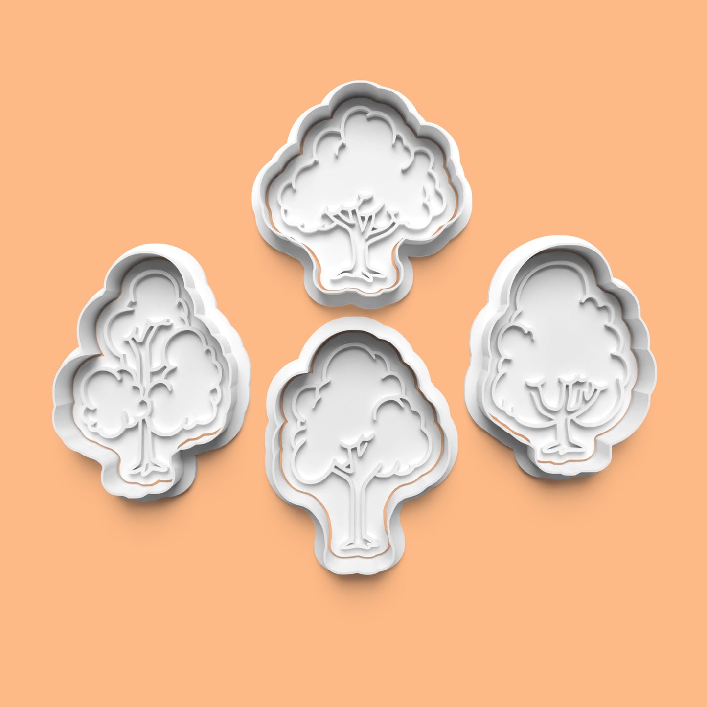 Tree Cookie Cutter Set (4 pcs) | Various Tree Designs | PLA Baking Tools