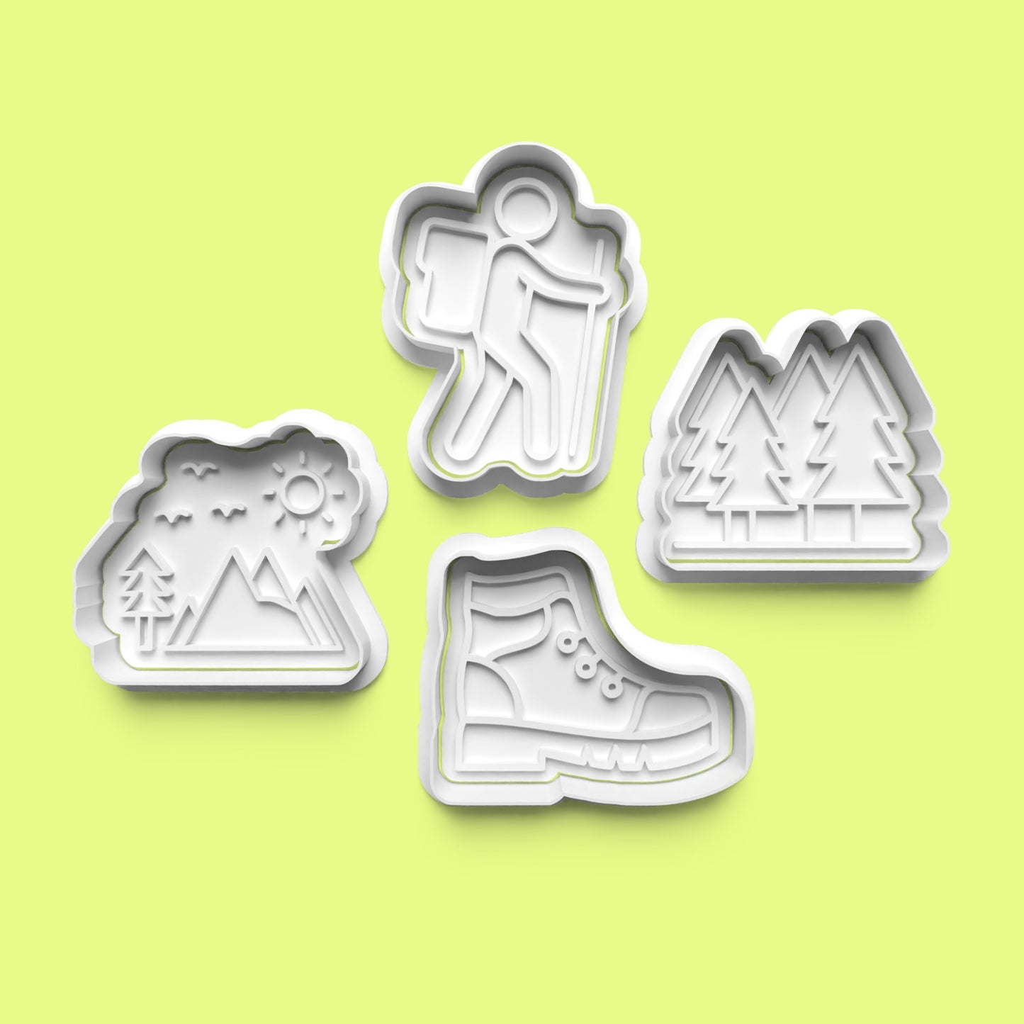 Hiking-Themed Cookie Cutter Set (4 pcs) | Outdoor Adventure Baking | PLA