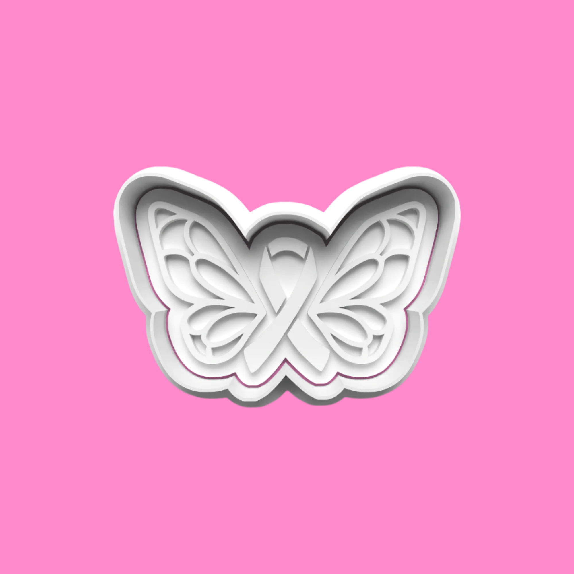 "Support Breast Cancer Awareness with our 4-piece embosser and cookie cutter set. Durable, food-safe, and perfect for creating meaningful, awareness-themed treats. Hand wash only.".