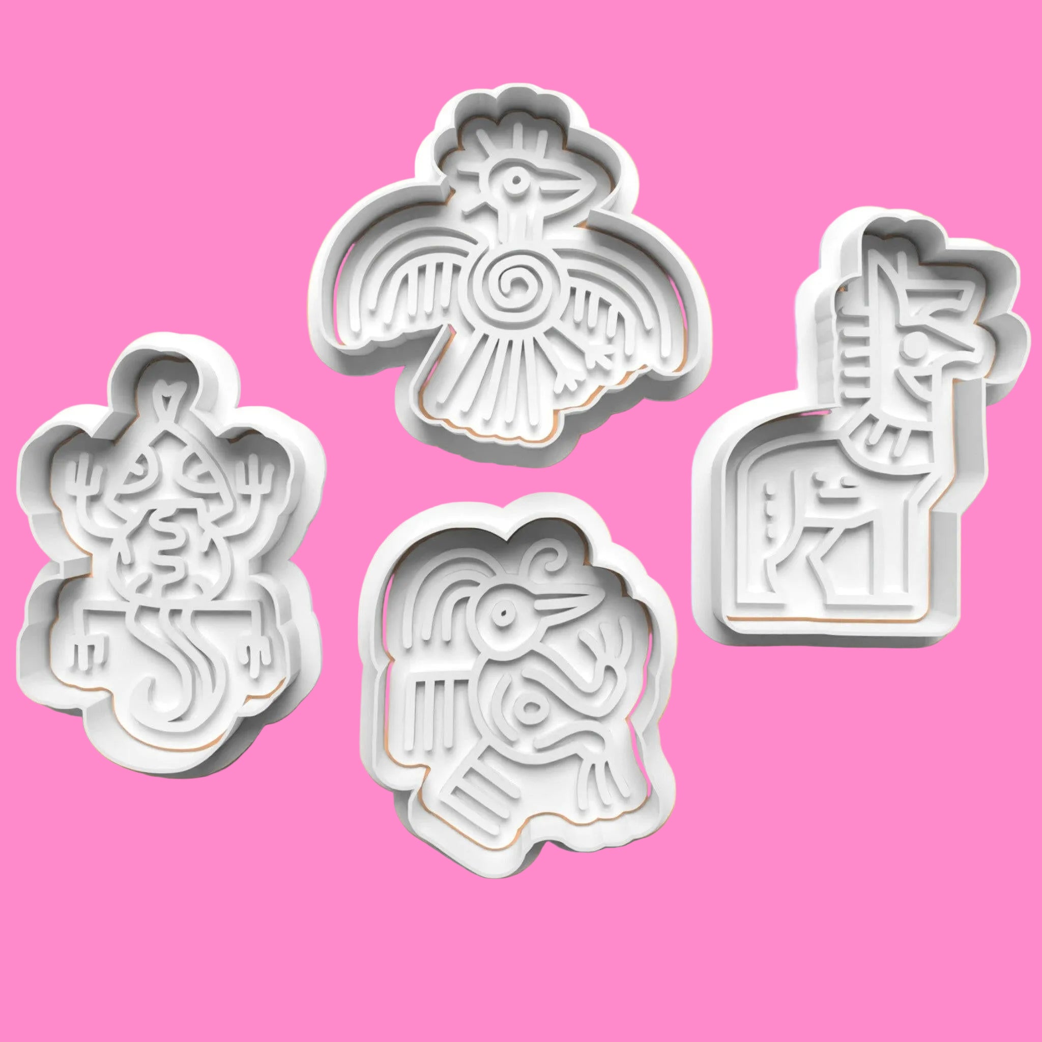 Aztec Animal Cookie Cutter Set (4 pcs) | Tribal-Inspired Baking | PLA.