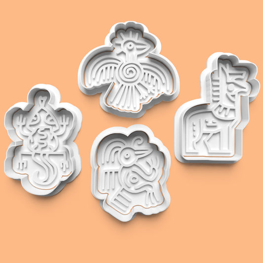 Aztec Animal Cookie Cutter Set (4 pcs) | Tribal-Inspired Baking | PLA