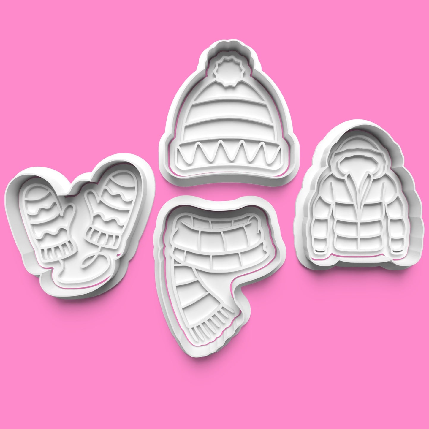 Winter Clothing Cookie Cutter Set (4 pcs) | Cozy Seasonal Baking | PLA