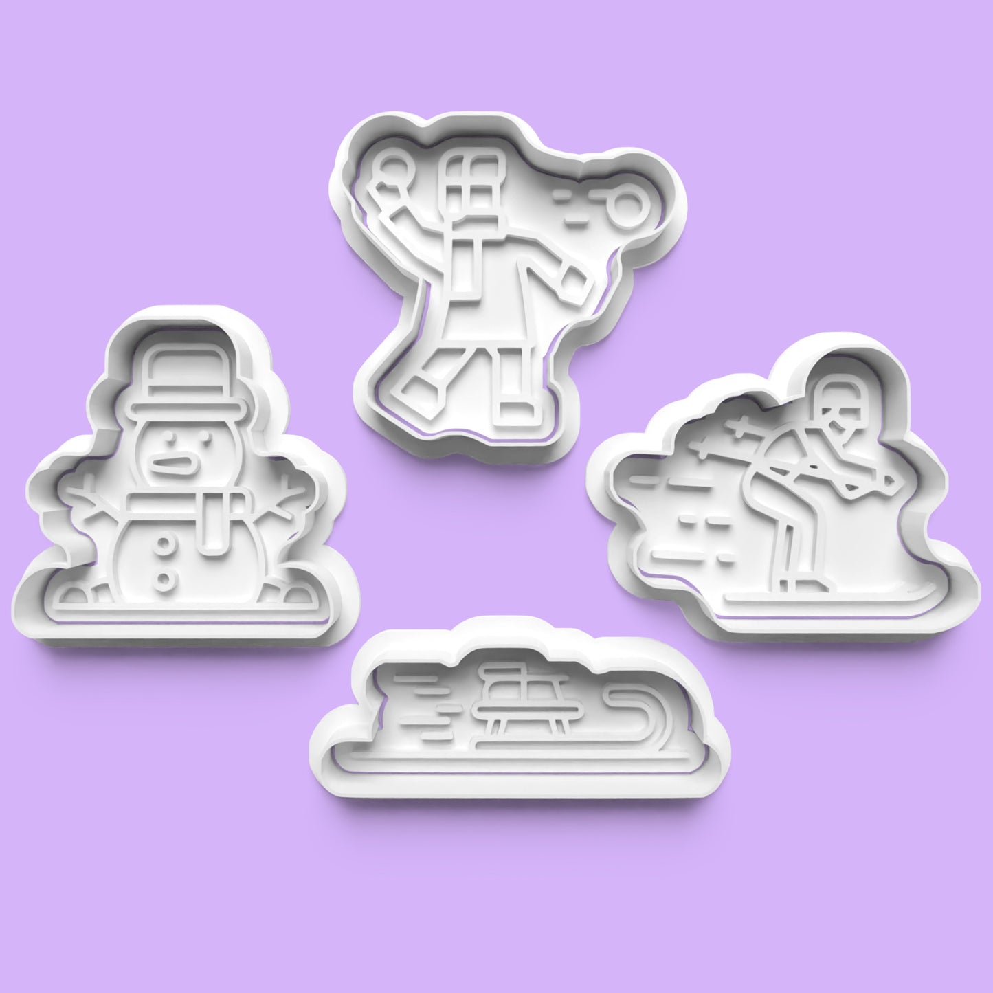 Winter Activities Cookie Cutter Set (4 pcs) | Seasonal Baking Fun | PLA