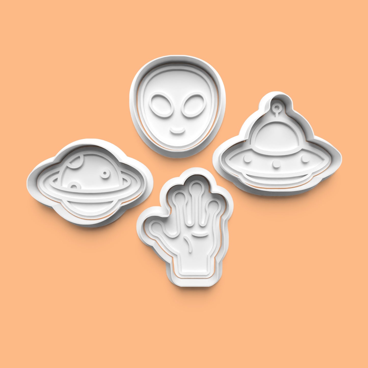 UFO & Alien Cookie Cutter Set (4 pcs) | Sci-Fi Baking Fun | PLA