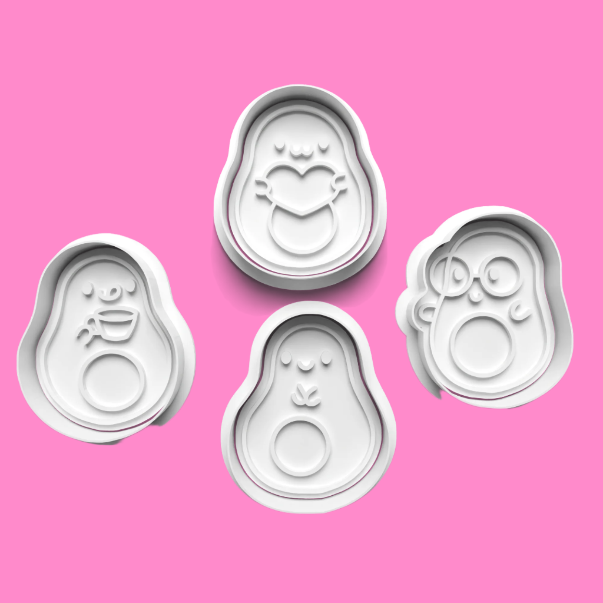 Cute Avocado Cookie Cutter Set – 4-Piece Baking Tool Collection.