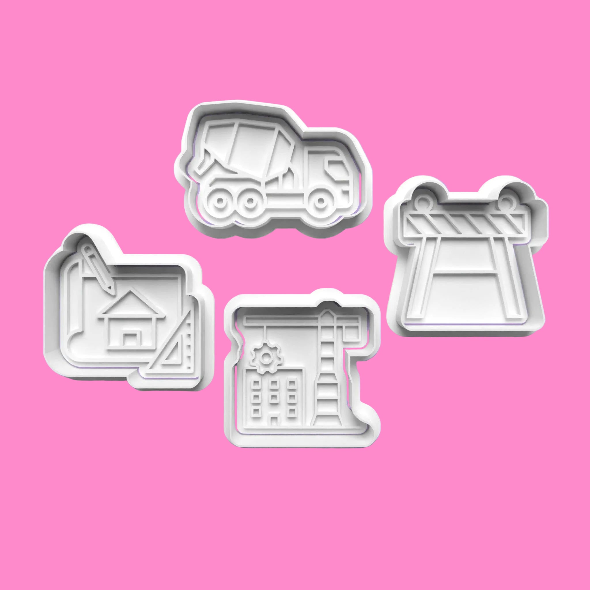 Construction-Themed Cookie Cutter Set – 4-Piece Building Site Baking Tools.