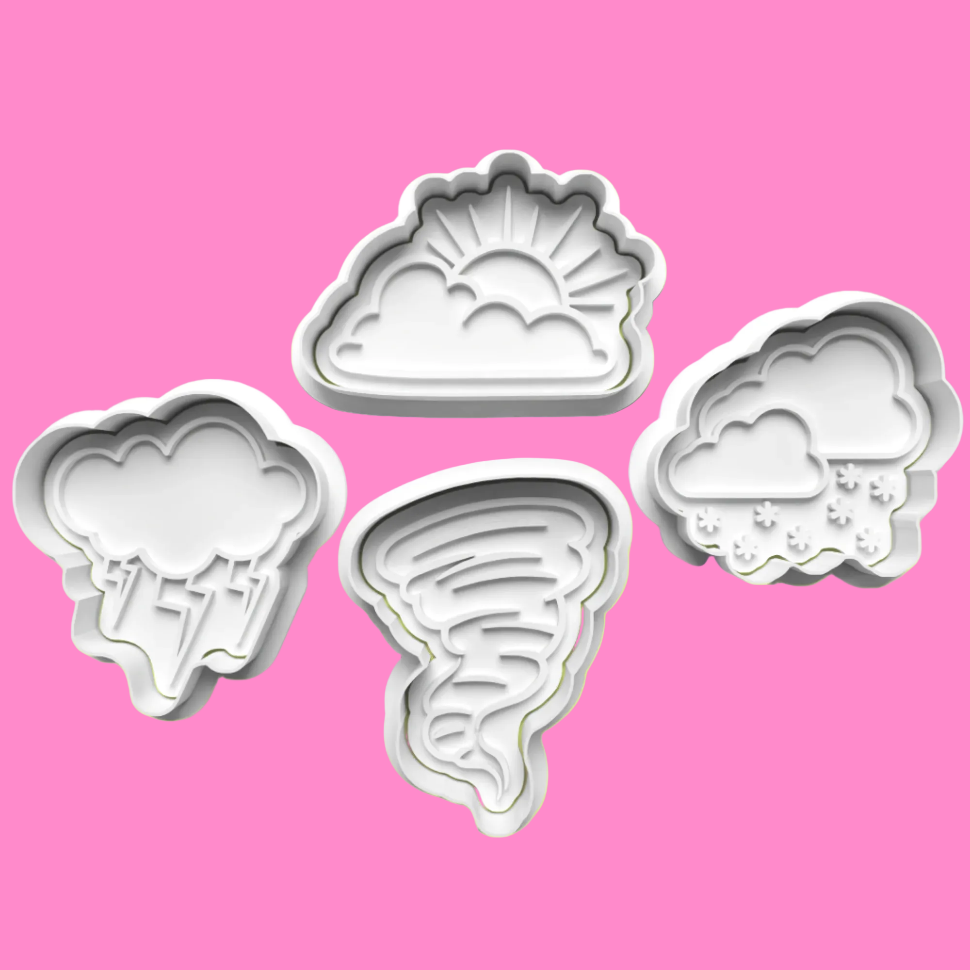 Weather-Themed Cookie Cutter Set – 4-Piece Meteorological Baking Tools.