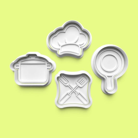 Chef Cook Cookie Cutter Set – 4-Piece Culinary-Themed Baking Tools