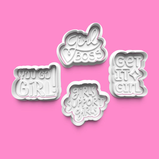 Girl Power Cookie Cutter Set (4 pcs) | Bold Font Designs | PLA Baking Tools