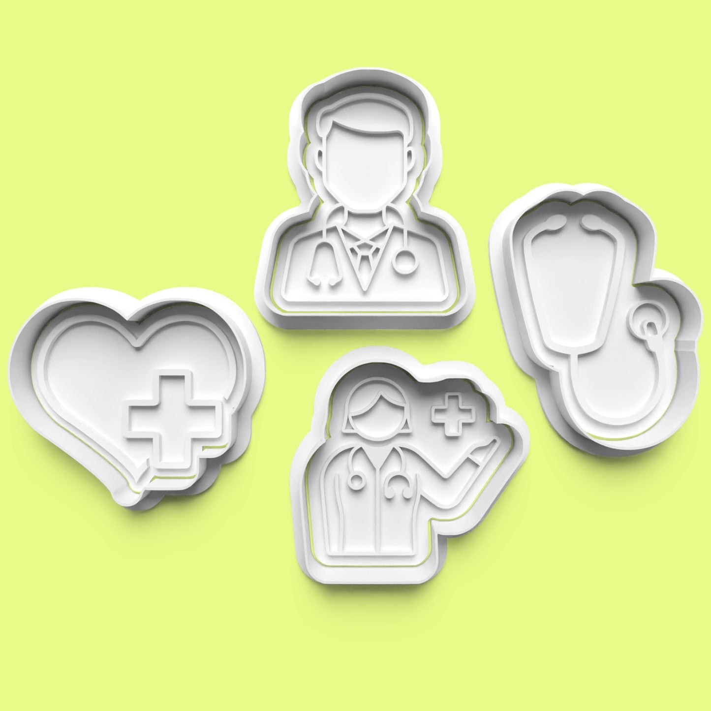 Doctor Nurse Cookie Cutter Set (4 pcs) | Medical-Themed Baking | PLA