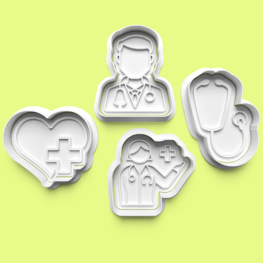 Doctor Nurse Cookie Cutter Set (4 pcs) | Medical-Themed Baking | PLA