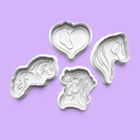 Horse Cookie Cutter Set (4 pcs) | Equestrian-Themed Baking Tools | PLA