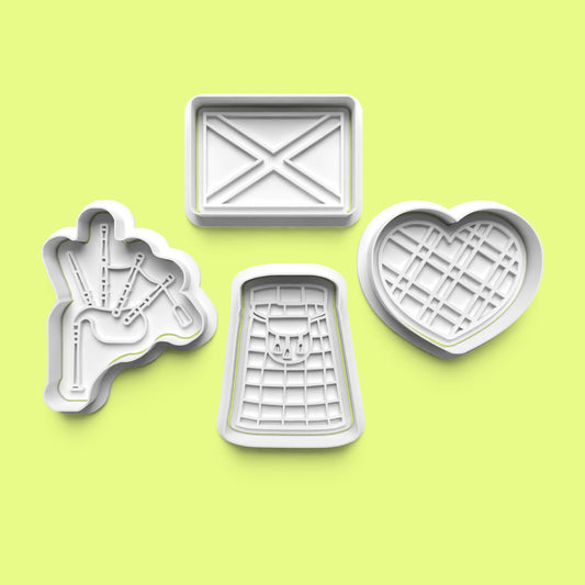 Scotland-Themed Cookie Cutter Set (4 pcs) | Scottish Baking Tools | PLA