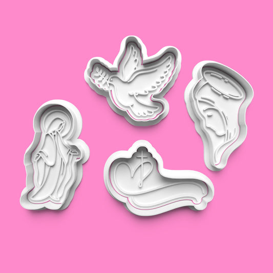 Holy Mary Cookie Cutter Set (4 pcs) | Religious Baking Tools | PLA