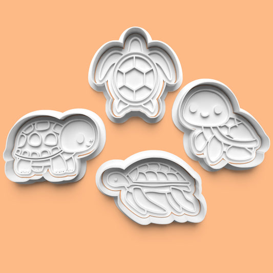 Turtle Cookie Cutter Set (4 pcs) | Sea & Nature-Themed Baking | PLA