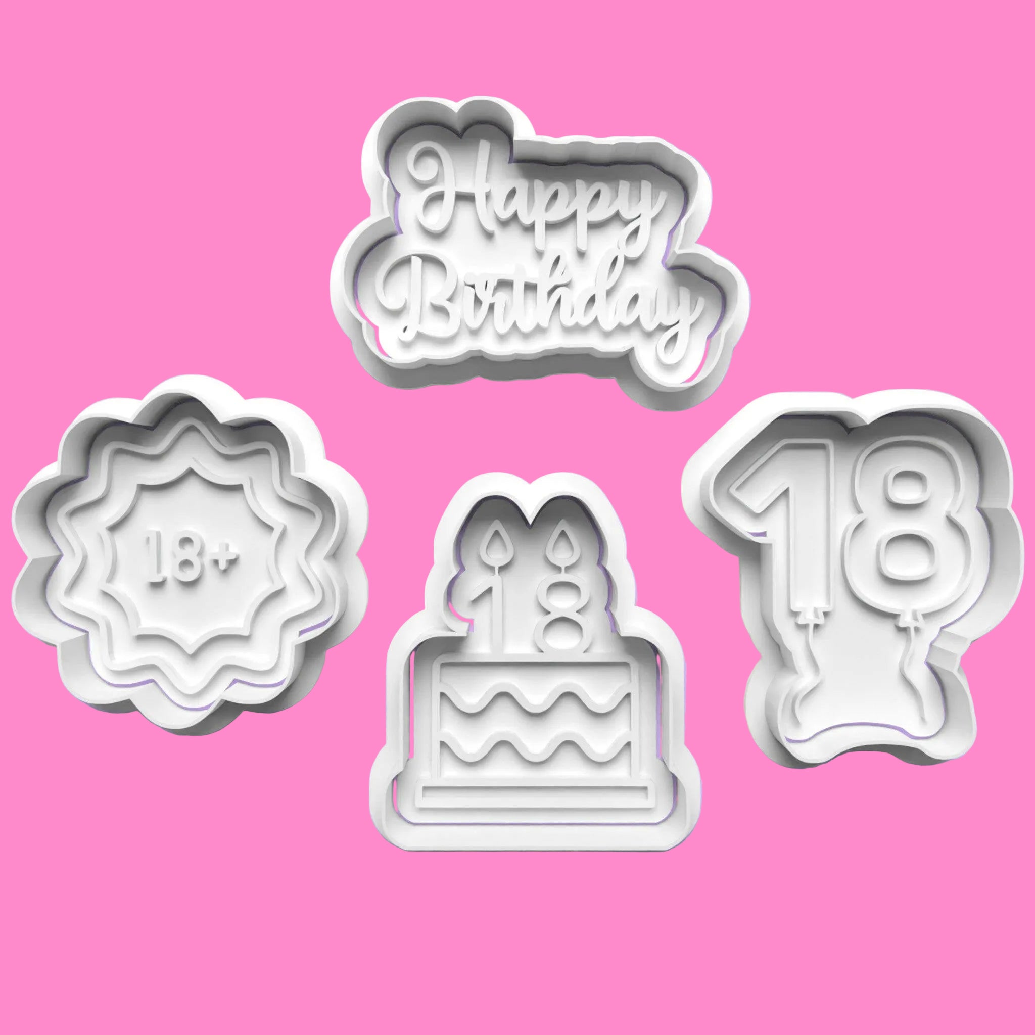 18th Birthday Cookie Cutter Set (4 pcs) | Celebration Baking | PLA.
