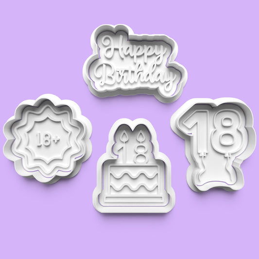 18th Birthday Cookie Cutter Set (4 pcs) | Celebration Baking | PLA