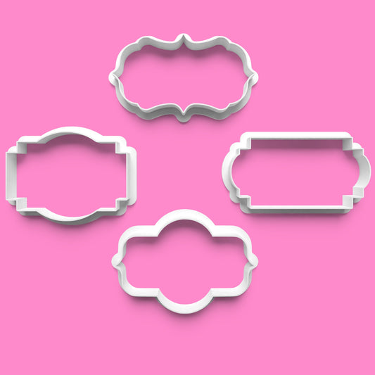 Plaque Frame Cookie Cutter Set (4 pcs) | Elegant Border Designs | PLA