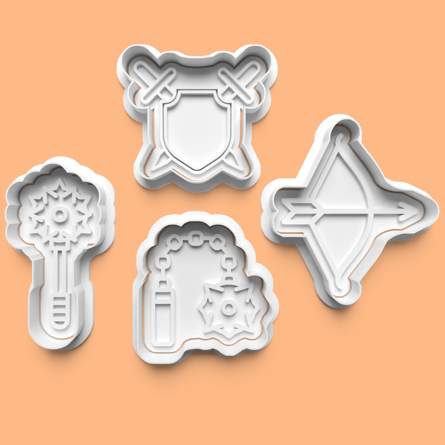 Medieval Weapons Cookie Cutter Set (4 pcs) | Knight & Battle-Themed Baking | PLA