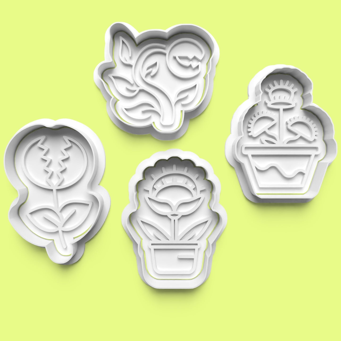 Carnivorous Plant Cookie Cutter Set (4 pcs) | Unique Botanical Baking | PLA