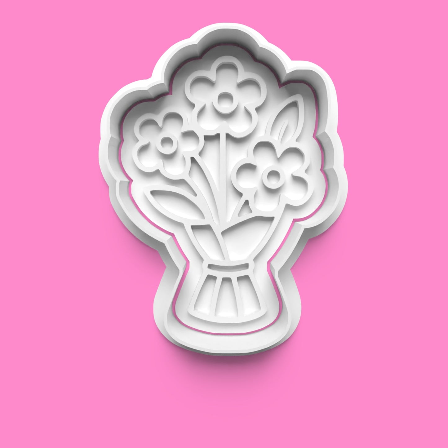 Flower Bouquet Cookie Cutter & Embosser Set – 4-Piece Floral Celebration Collection