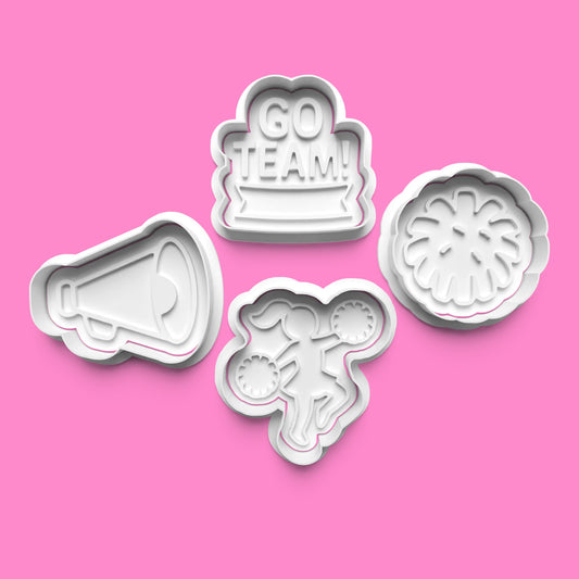 Cheerleader Cookie Cutter & Embosser Stamp | Spirit Squad Baking | PLA