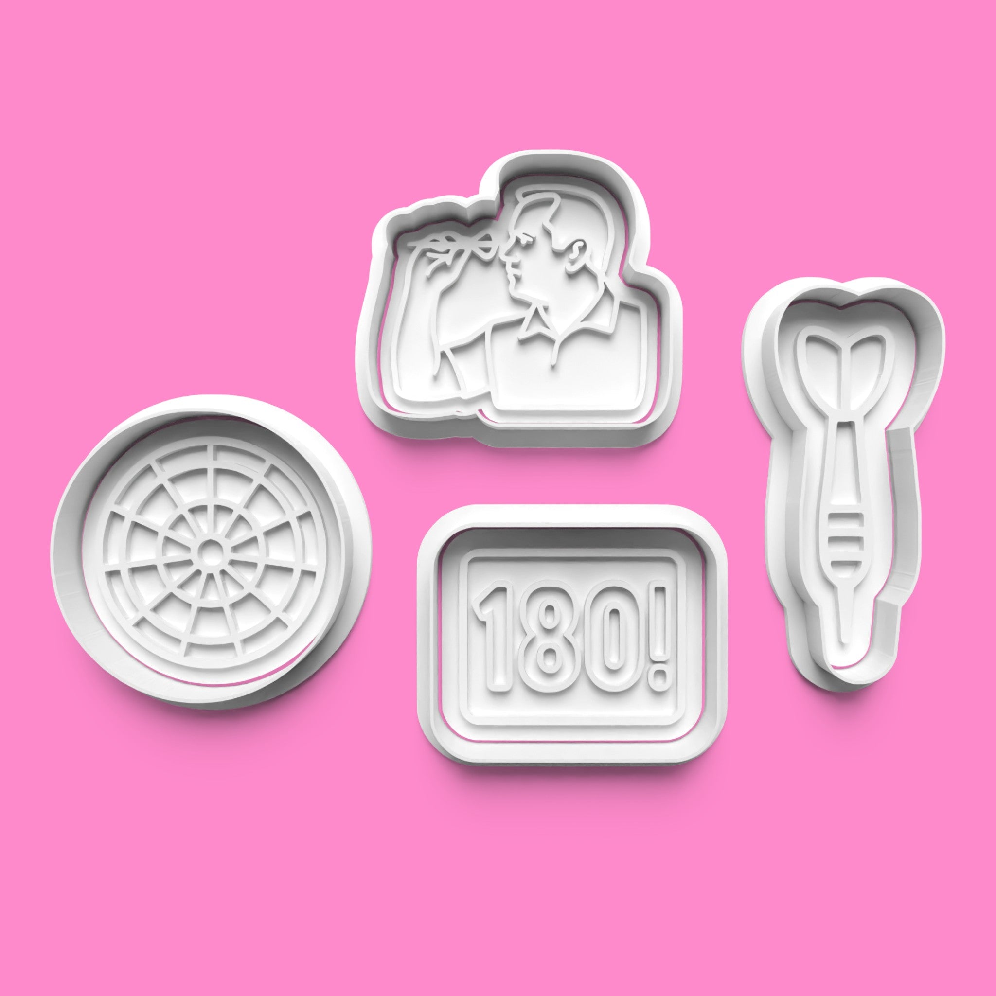 Darts Cookie Cutters & Stamps | Game Night Baking Set | PLA