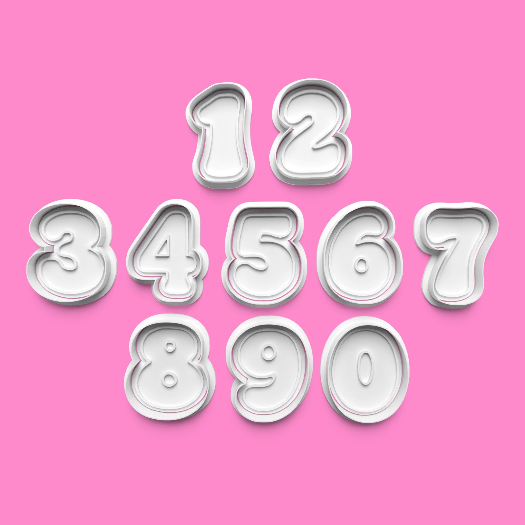 0–9 Number Cookie Cutters & Embosser Stamps | PLA Baking Set