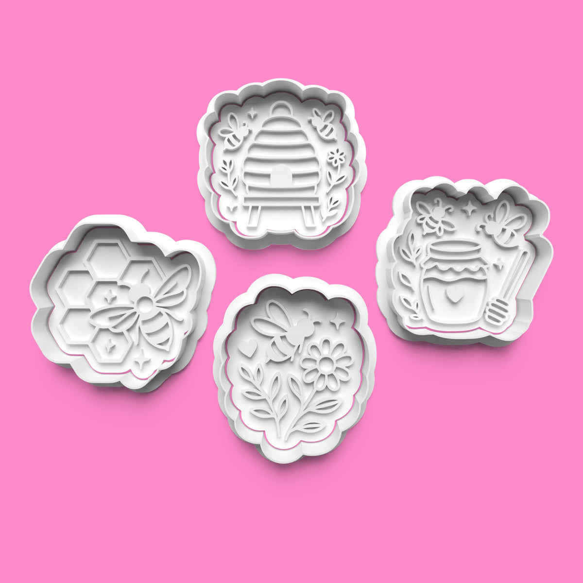 Honey Bee Cookie Cutter & Embosser Set – 4-Piece Bee-Themed Baking Collection