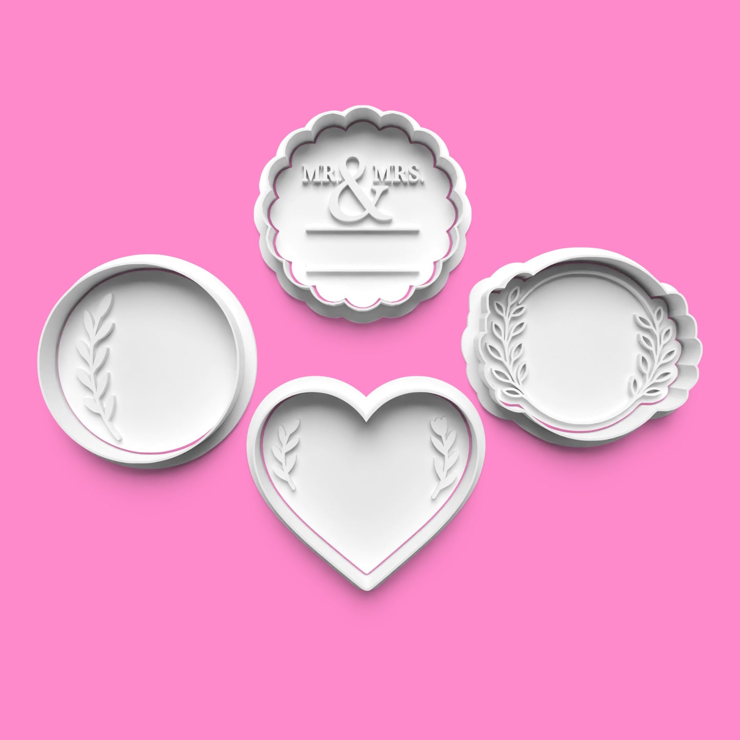 Customisable Wedding Day Cookie Cutter & Embosser Set – 4-Piece Personalised Bridal Collection