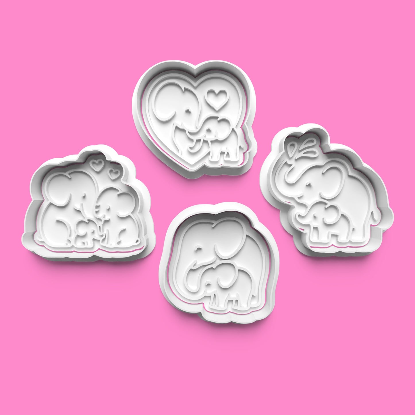 Elephant Family Cookie Cutter & Embosser Set – 4-Piece Sweet Safari Collection