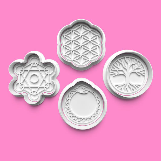 Esoteric Geometry Cookie Cutter & Embosser Set – 4-Piece Sacred Symbol Collection