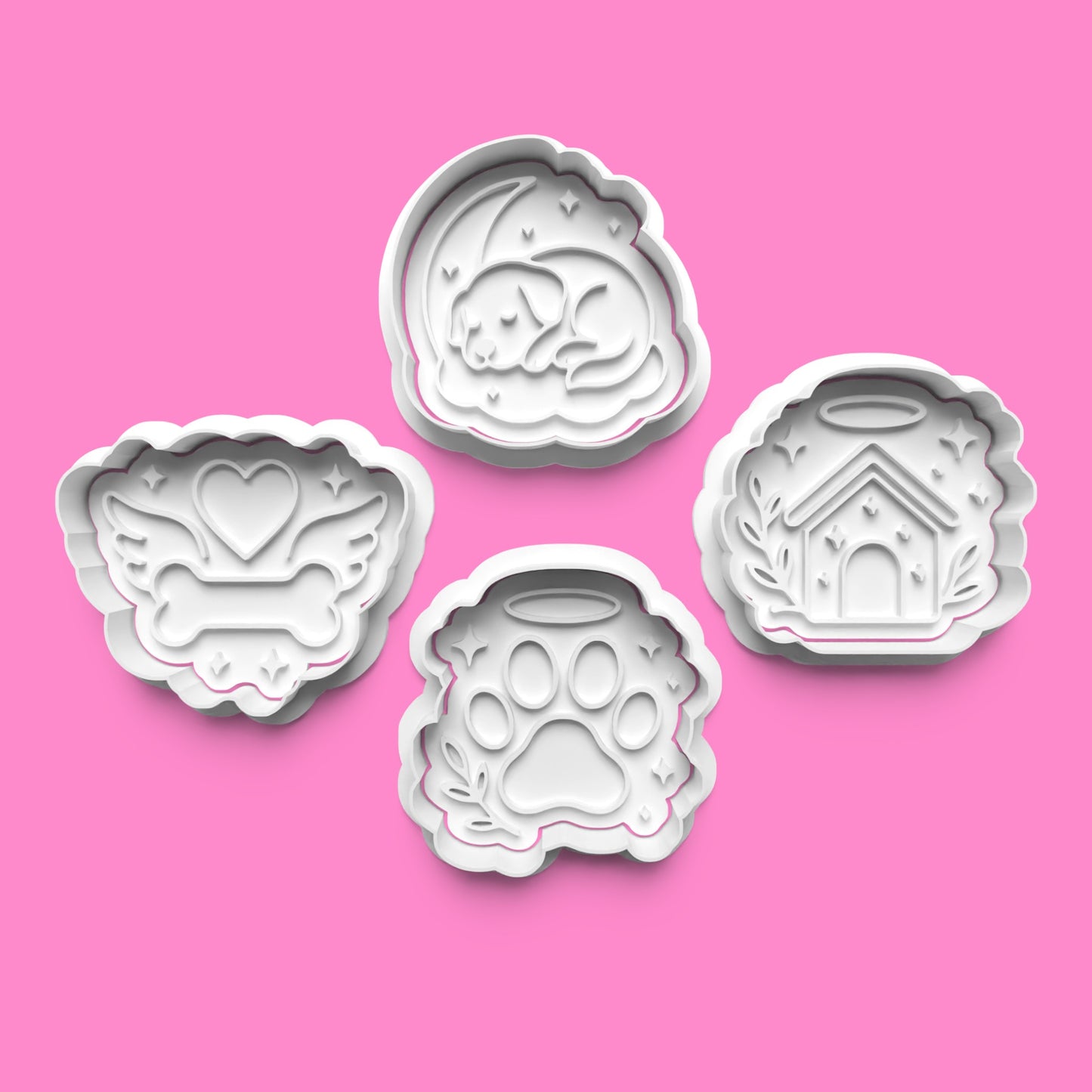 Dog Memory Cookie Cutter & Embosser Set – 4-Piece Pet Remembrance Collection