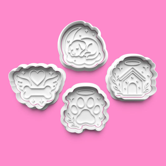 Dog Memory Cookie Cutter & Embosser Set – 4-Piece Pet Remembrance Collection