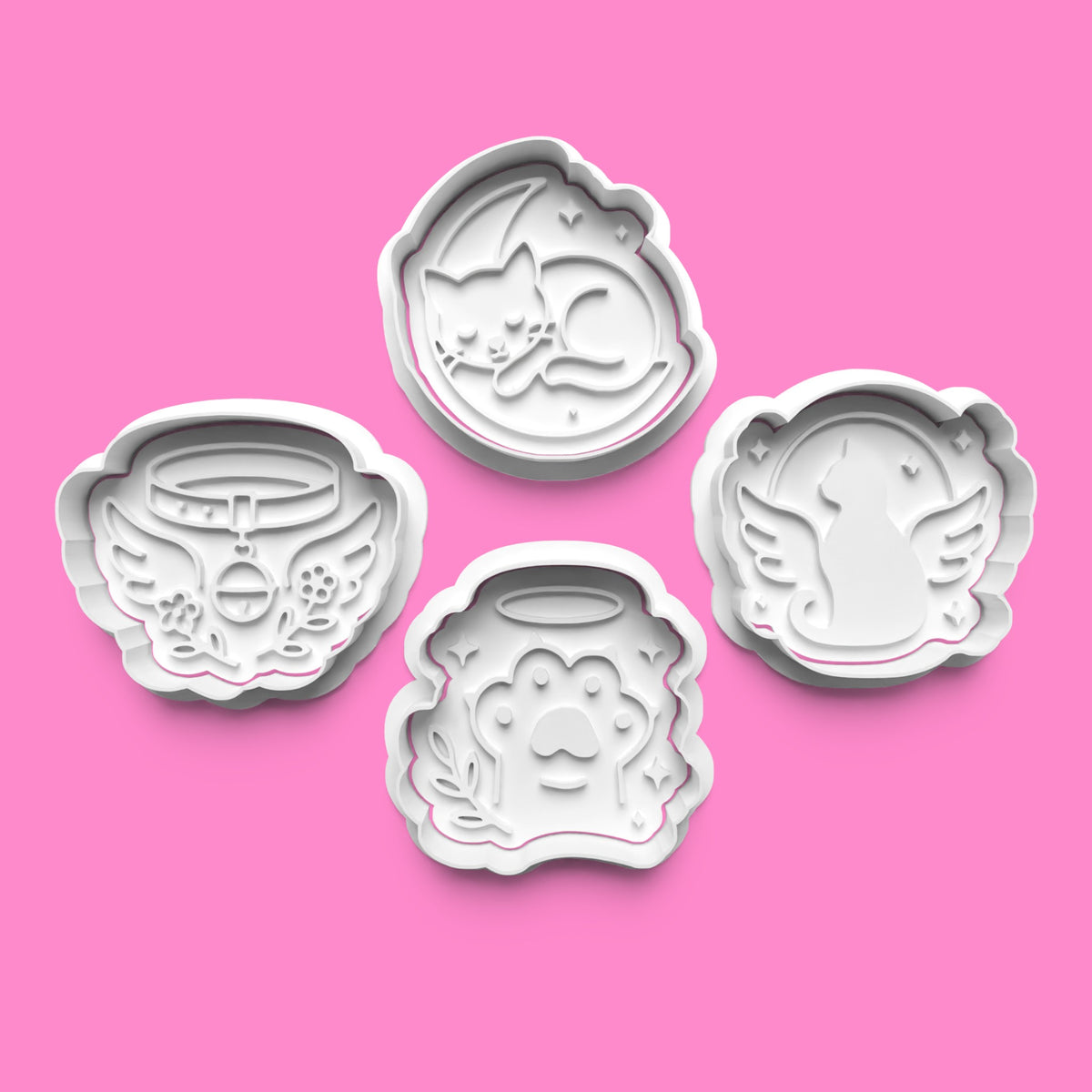 Cat Memory Cookie Cutter & Embosser Set – 4-Piece Pet Remembrance Collection